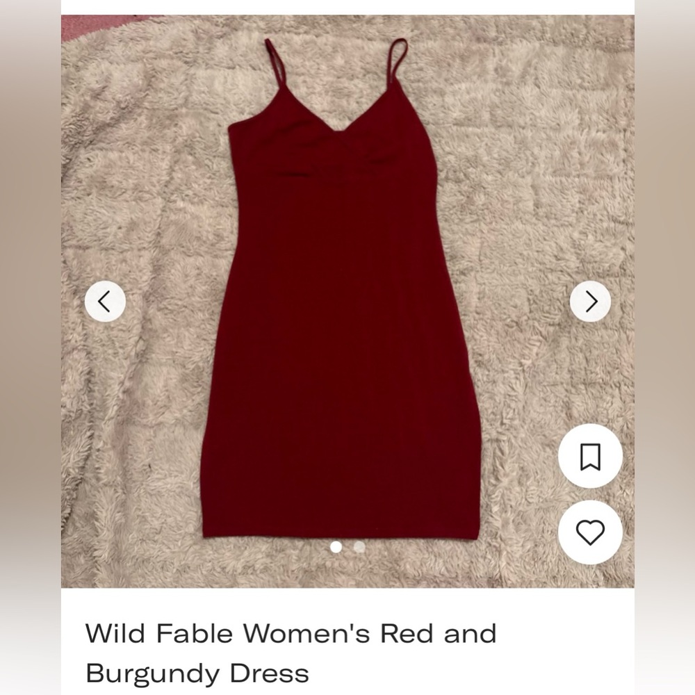 Women’s red/burgandy spaghetti-strap bodycon dress.